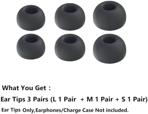Replacement for Galaxy Buds3 Pro Earbuds Tips Silicone Ear Tips, Galaxy Buds 3 Pro Eartips S/M/L 3 Size 3 Pairs Upgrade Black 913b3
