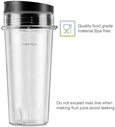 2-Pack 16oz Ninja Blender Replacement Cups with Sip Lids, Blender Replacement Parts Compatible with Nutri Ninja Blender BL770 BL780 BL660