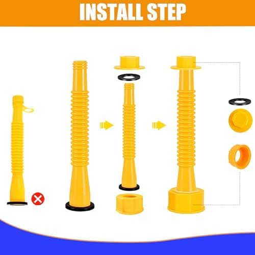 Can Spout Replacement Kit,Can Nozzle Replacement Kit for 1/2/5/10 Gal,Can Spouts for Old Style Tanks Easy to Install,with Screw Collar Caps, Spout Cover, Base Cap, Drill Bit(19)