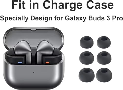 Replacement for Galaxy Buds3 Pro Earbuds Tips Silicone Ear Tips, Galaxy Buds 3 Pro Eartips S/M/L 3 Size 3 Pairs Upgrade Black 913b3