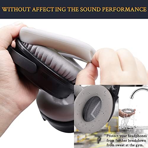 SOULWIT Ear Pads Cushions + Headband + Silicone Earpads Cover Protector, Replacement Kit for Bose QuietComfort 35 QC35, QC35 ii Over-Ear Headphones - Silver