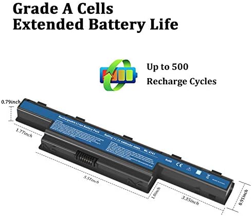 AS10D31 AS10D51 Notebook Battery Replacement Compatible with Acer Aspire 5253 5251 5336 5349 5551 5552 5560 5733 5733Z 5740 5735 5735Z, Gateway NV55C NV50A NV53A NV59C