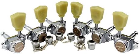 Guyker 3x3 Vintage Style Locking Guitar Machine Heads – 1:15 Ratio Lock String Deluxe Tuning Key Pegs Tuners Set Replacement for Electric, Acoustic or Folk Guitars - Chrome