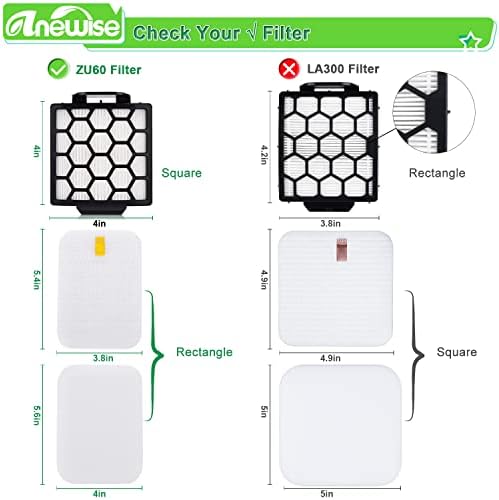 Replacement Filter for Shark Navigator Zero-M Pet Pro ZU102 ZU60 ZU62 ZU62C NV150 NV150C NV151 NV251 Rotator Pet NV255 Upright Vacuum, 2 HEPA + 6 Foam Felt Filters, Part # 1238FT60 & 1239FT60