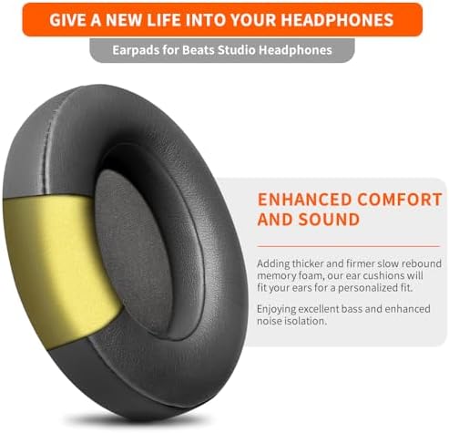 FEYCH Beats Studio Replacement Earpads 2 Pieces Noise Isolation Memory Foam Ear Cushions Cover for Beats Studio 2.0 Wired/Wireless B0500/ B0501 & Beats Studio 3.0(Titanium)
