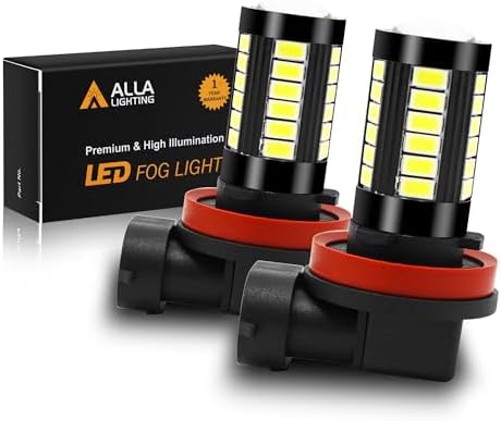 Alla Lighting Super Bright H8 H11 LED Fog Lights Bulbs or DRL, 6000K Xenon White H16 H11LL H8LL H1155 Replacement, 2800Lms 5730 33-SMD 12V for Cars, Trucks, SUVs, Vans