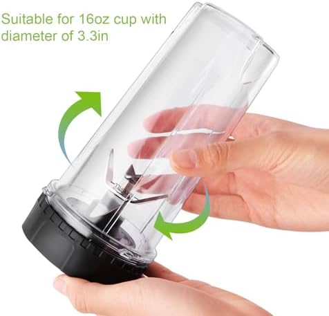 2-Pack 16oz Ninja Blender Replacement Cups with Sip Lids, Blender Replacement Parts Compatible with Nutri Ninja Blender BL770 BL780 BL660
