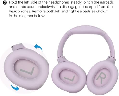 TOZO HT2 Hybrid Active Noise Cancelling Headphones, Wireless Over Ear Bluetooth Headphones, + HT2 Replacement Ear Pads