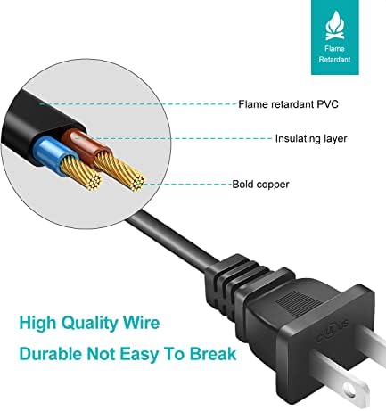 Mini Fridge Power Cord Compatible with Frigidaire EFMIS175 EFMIS149 EFMIS188 EFMIS129 EFR376, AstroAI, Cooluli and More,Replacement 2 Prong Power Cable 6 Ft