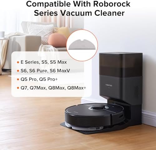 roborock Microfiber Mop Cloth 2 Packs Compatible with E Series, S5, S5 Max, S6, S6 Pure, S6 MaxV, Q5, Q5 Pro, Q5 Pro+, Q7, Q7Max, Q8Max and Q8Max+ Robot Vacuum Cleaner, Replacement Accessories