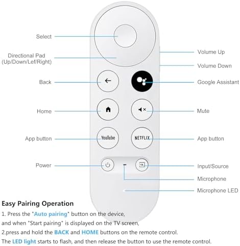 Replacement Voice Remote for Google Chromecast TV, Remote Control for G9N9N, GA01409-US, GA01920-US, GA01919-US, GA01923-US, GA02463