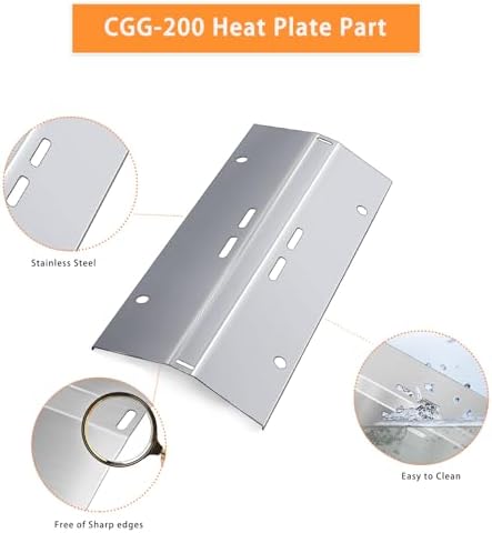 Heat Plate Shield Replacement for Cuisinart CGG-200 CGG-220 CGG-240 Gas Grill Models, Stainless Steel Heavy Duty BBQ Parts Flame Tamer Accessories, 16 3/4" x 7 3/8"