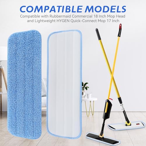 Replacement Microfiber Pad for Rubbermaid Commercial 18 Inch and 17 Inch Mop - 10 Pack Wet & Dry Commercial Cleaning Refills Reusable Mop Refills Fit for Any Microfiber Flat Mop 18" 17" - Trapezium