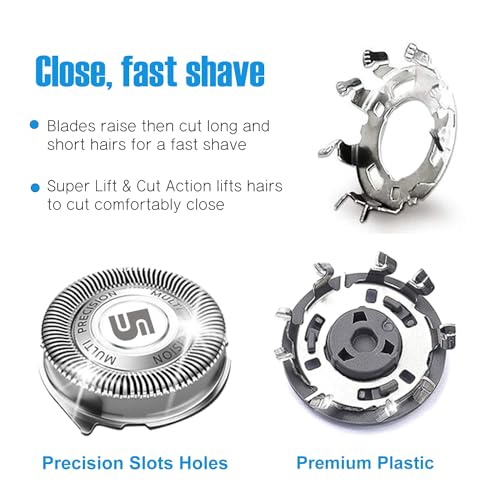 Replacement Heads Compatible with Philips Norelco 5000 Series, SH50 Replacement Blades for HQ8 Shaver