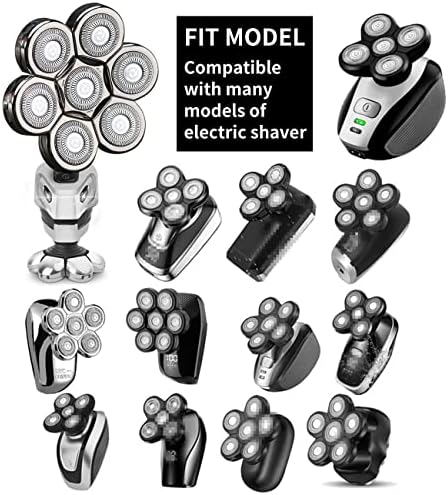 7 Blades Head Shaver Replacement Heads Electric Shaver Universal Replacement Blade Head Electric Razor for Men (7D Silvery)