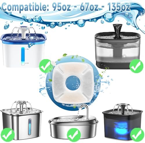 18 Pcs Cat Fountain Filters Replacement Compatible with VEKEN® 95oz/2.8L Cat Water Fountain Filters Automatic Dog Water Fountain Filters Pet Fountain