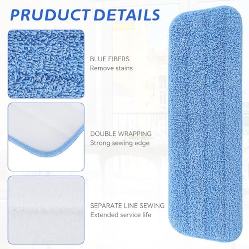 Replacement Microfiber Pad for Rubbermaid Commercial 18 Inch and 17 Inch Mop - 10 Pack Wet & Dry Commercial Cleaning Refills Reusable Mop Refills Fit for Any Microfiber Flat Mop 18" 17" - Trapezium
