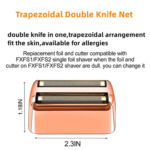 2 Pack Shaver Replacement Foil and Cutters Compatible with BaBylissPRO Double FXFS2 Metal Shaver foil Replacement,Rose Gold