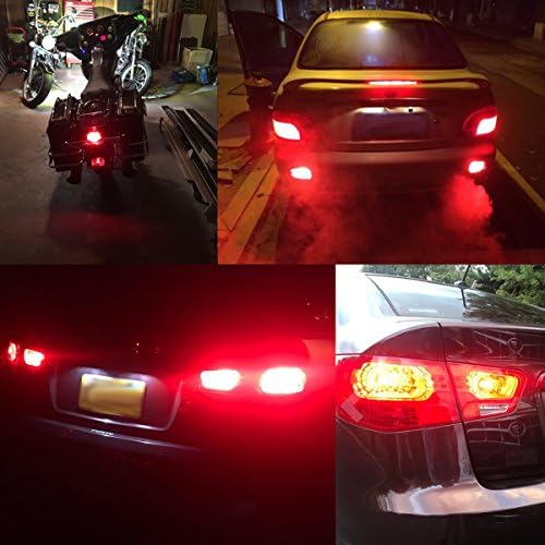 iBrightstar 9-30V Super Bright Low Power Dual Brightness 3157 3156 3056 3057 LED Bulbs with Projector Replacement for Tail Brake Lights, Brilliant Red