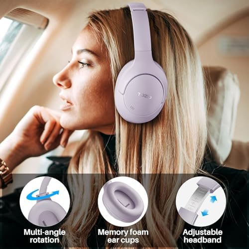 TOZO HT2 Hybrid Active Noise Cancelling Headphones, Wireless Over Ear Bluetooth Headphones, + HT2 Replacement Ear Pads