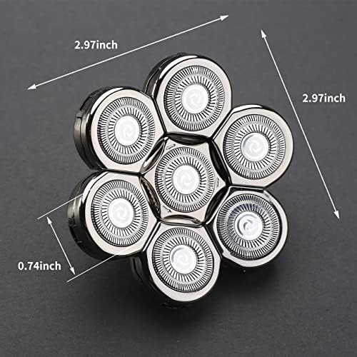 7 Blades Head Shaver Replacement Heads Electric Shaver Universal Replacement Blade Head Electric Razor for Men (7D Silvery)