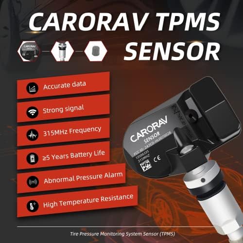 TPMS Sensor GM, 4-Pack Tire Pressure Sensor Replacement for GM Chevy GMC Cadillac Buick, 315MHz OE Replaces# 13586335, 13581558, 13598771, 13598772