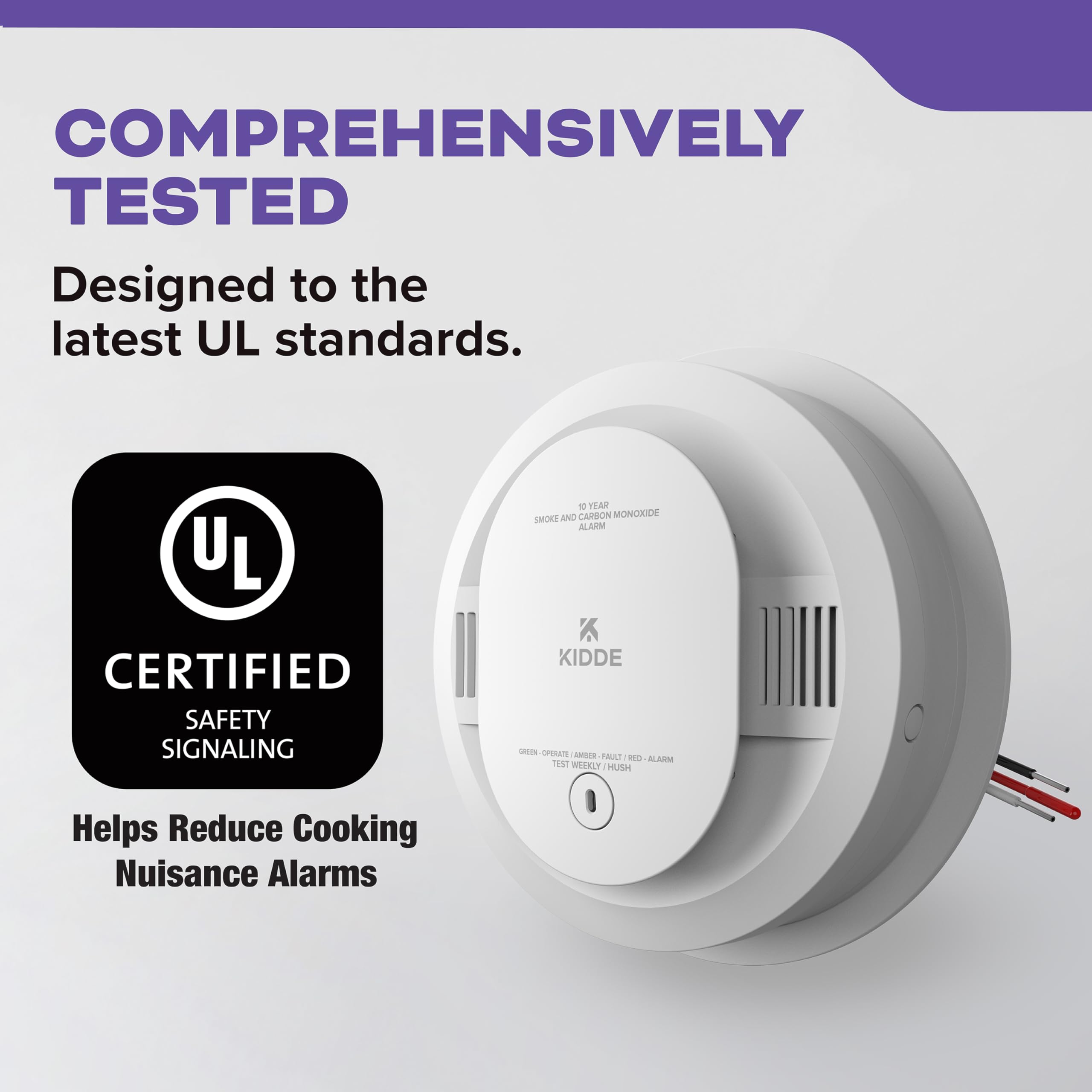 Kidde Hardwired Smoke & Carbon Monoxide Detector, 10-Year Battery Backup, Voice Alerts, Interconnectable LED Warning Light Indicators, 2 Pack