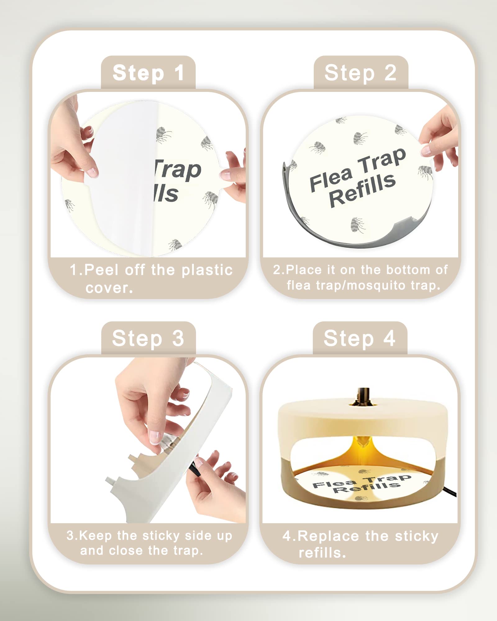 20 Pack Flea Trap Refill Discs Replacement Glue Boards, 7.1" Sticky Pads for Most Models Flea Bed Bug Traps for Inside Your Home
