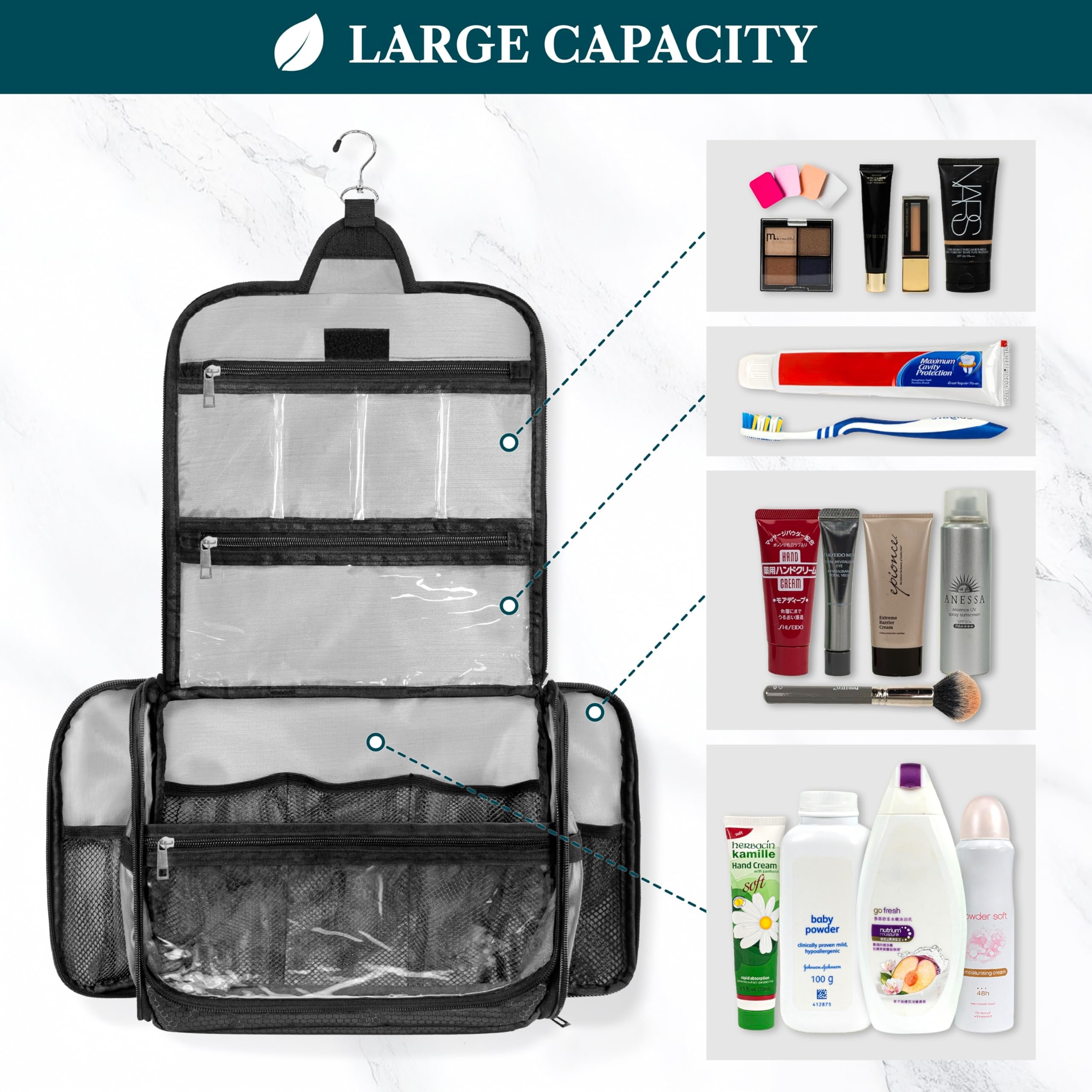 Large Capacity Hanging Toiletry Organizer