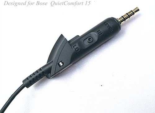 Replacement Audio Extension Cable, Cord Wire only for Bose QuietComfort QC15 Headphones with in line Mic (Black)