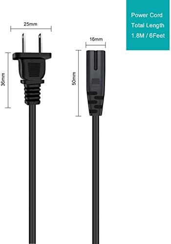 Mini Fridge Power Cord Compatible with Frigidaire EFMIS175 EFMIS149 EFMIS188 EFMIS129 EFR376, AstroAI, Cooluli and More,Replacement 2 Prong Power Cable 6 Ft