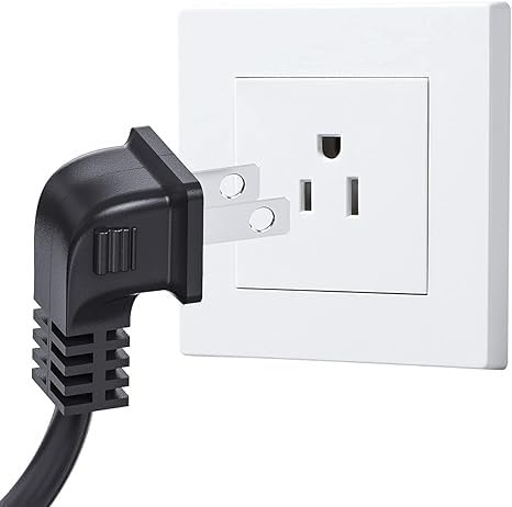 Power Cord for LG TV 2-Prong L-Shaped AC Power Cord 24" 28" 32" 40" 43" 48" 49" 50" 55" 60" 65" 75" 80" 85" 55LH575A Smart 4K TV, Compatible for Samsung TV, Sony, Sharp Panasonic, TCL TV Replacement