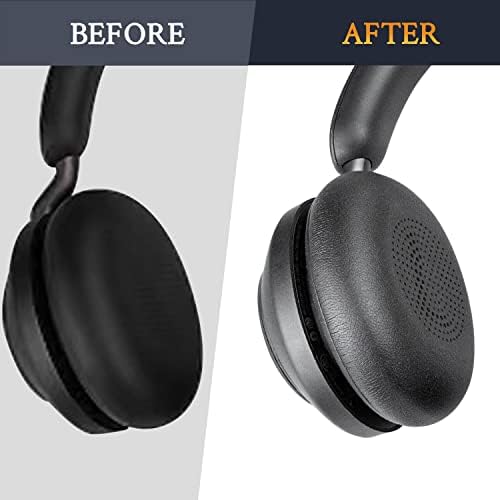 SOULWIT Earpads Replacement for Jabra Evolve2 65 (Evolve 2 65MS 65UC MS UC)/Evolve2 40 (40UC 40MS USB)/Elite 45h On-Ear Wireless Headset, Ear Pads Cushions with Softer Protein Leather - Black