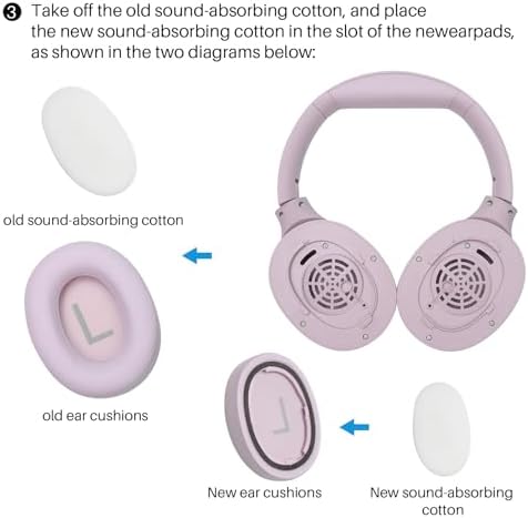 TOZO HT2 Hybrid Active Noise Cancelling Headphones, Wireless Over Ear Bluetooth Headphones, + HT2 Replacement Ear Pads