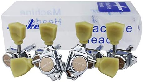 Guyker 3x3 Vintage Style Locking Guitar Machine Heads – 1:15 Ratio Lock String Deluxe Tuning Key Pegs Tuners Set Replacement for Electric, Acoustic or Folk Guitars - Chrome
