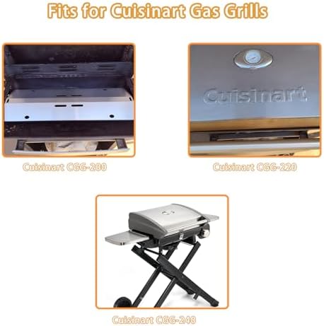Heat Plate Shield Replacement for Cuisinart CGG-200 CGG-220 CGG-240 Gas Grill Models, Stainless Steel Heavy Duty BBQ Parts Flame Tamer Accessories, 16 3/4" x 7 3/8"
