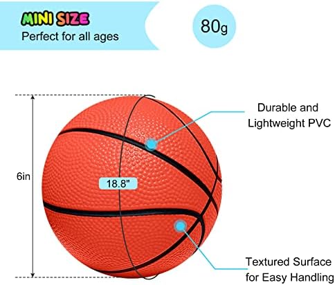 Mini Basketballs, 5 Pack 6" Inch Small Basketball Set with Pump Over The Door Mini Hoop Basketball Replacements Toy Basketball for Toddlers,Kids,Teenagers for Pool Indoors Outdoors