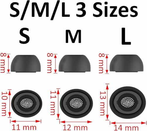 Replacement for Galaxy Buds3 Pro Earbuds Tips Silicone Ear Tips, Galaxy Buds 3 Pro Eartips S/M/L 3 Size 3 Pairs Upgrade Black 913b3