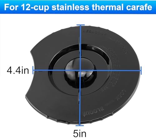 Replacement 5" Lid for Cuisinart DCC-2400RC 12-Cup Stainless Thermal Carafe, for DCC3400 DCC-3400 12-Cup Pot Lid (Not for 4.5")