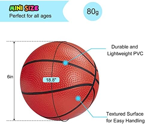 Mini Basketballs, 3 Pack 6" Inch Small Basketball Set with Pump Over The Door Mini Hoop Basketball Replacements Toy Basketball for Toddlers, Kids, Teenagers, for Pool, Indoors, Outdoors