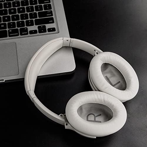 SOULWIT Earpads Replacement for Bose QuietComfort 45 (QC45)/QuietComfort SE (QC SE)/New Quiet Comfort Wireless Over-Ear Headphones, Ear Pads Cushions with Softer Protein Leather - White Smoke