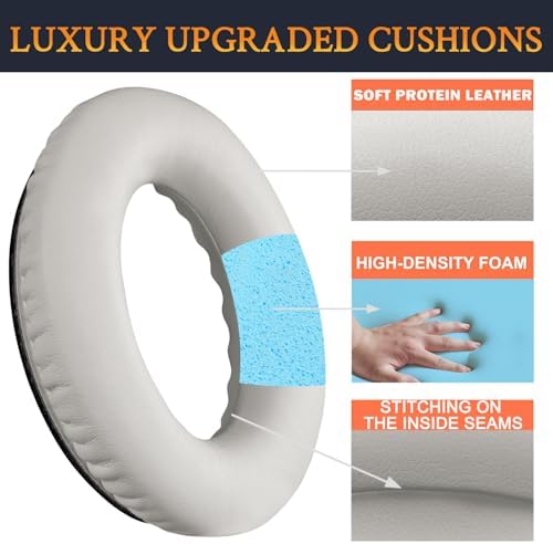SOULWIT Earpads Replacement for Bose QuietComfort 45 (QC45)/QuietComfort SE (QC SE)/New Quiet Comfort Wireless Over-Ear Headphones, Ear Pads Cushions with Softer Protein Leather - White Smoke