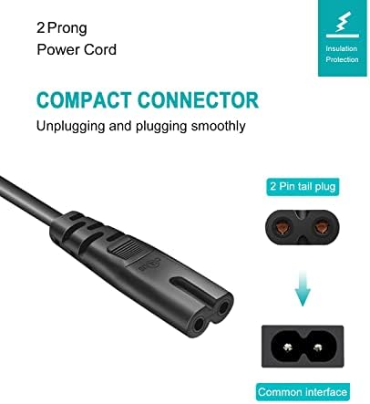 Mini Fridge Power Cord Compatible with Frigidaire EFMIS175 EFMIS149 EFMIS188 EFMIS129 EFR376, AstroAI, Cooluli and More,Replacement 2 Prong Power Cable 6 Ft