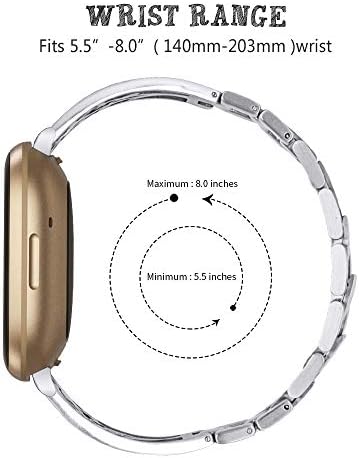 Stainless Steel Bracelet Compatible with Fitbit Sense 2/Sense/Versa 4/Versa 3, Women Bling Replacement Bands Dressy Luxurious Wristbands for Ladies