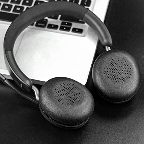 SOULWIT Earpads Replacement for Jabra Evolve2 65 (Evolve 2 65MS 65UC MS UC)/Evolve2 40 (40UC 40MS USB)/Elite 45h On-Ear Wireless Headset, Ear Pads Cushions with Softer Protein Leather - Black