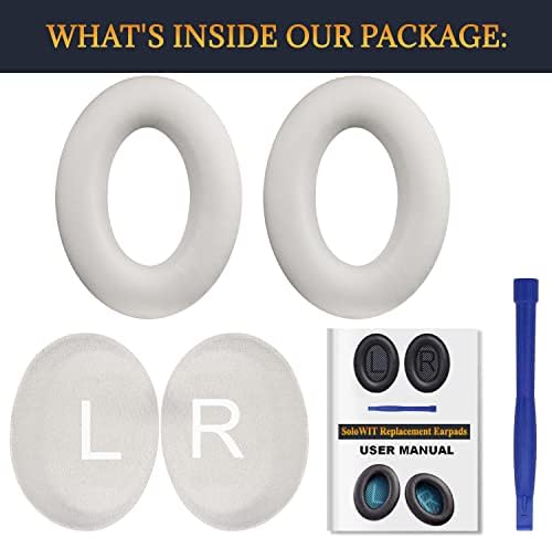 SOULWIT Earpads Replacement for Bose QuietComfort 45 (QC45)/QuietComfort SE (QC SE)/New Quiet Comfort Wireless Over-Ear Headphones, Ear Pads Cushions with Softer Protein Leather - White Smoke
