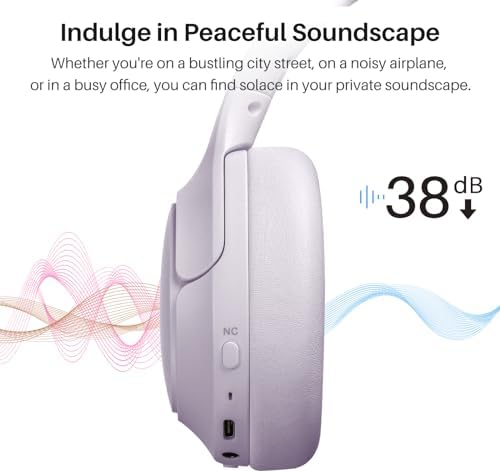 TOZO HT2 Hybrid Active Noise Cancelling Headphones, Wireless Over Ear Bluetooth Headphones, + HT2 Replacement Ear Pads