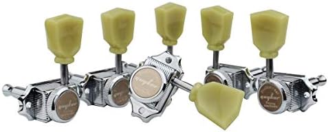 Guyker 3x3 Vintage Style Locking Guitar Machine Heads – 1:15 Ratio Lock String Deluxe Tuning Key Pegs Tuners Set Replacement for Electric, Acoustic or Folk Guitars - Chrome