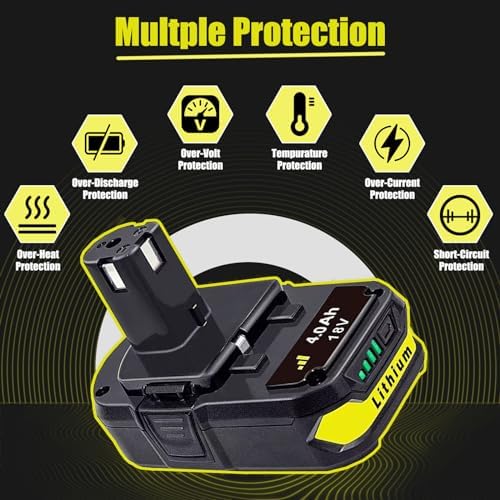 FSKE 2Pack 4.0Ah Lithium Battery Replacement for Ryobi 18V Battery ONE+ P108 P102 P103 P104 P105 P107 P108 P109 P190 P191 P122