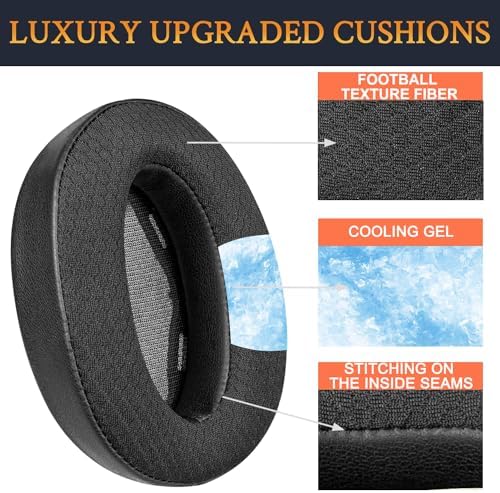 SOULWIT Cooling Gel Replacement Earpads for Sony WH-H910N H910 h.Ear on 3 Wireless Noise-Canceling Headphones, Ear Pads Cushions with Noise Isolation Foam - Black
